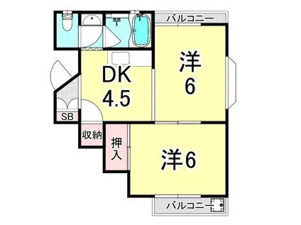 ルミエール西桜木(2DK/4階)の間取り写真
