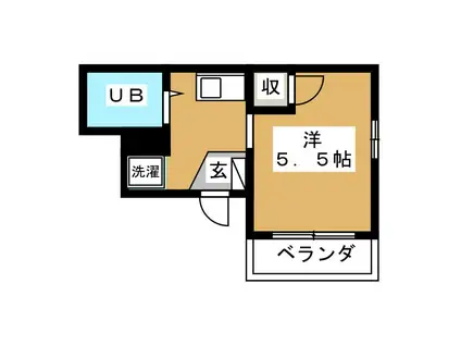 カーサメント・ヴェルデ(ワンルーム/1階)の間取り写真