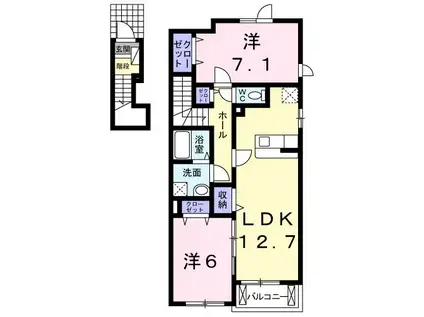 アスカE(2LDK/2階)の間取り写真