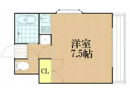 奥山コーポ(ワンルーム/2階)の間取り写真