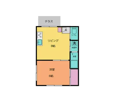ＪＲ南武線 武蔵中原駅 徒歩10分 3階建 築32年(1DK/1階)の間取り写真