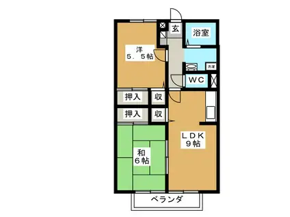 エクセレント熊野(2DK/2階)の間取り写真