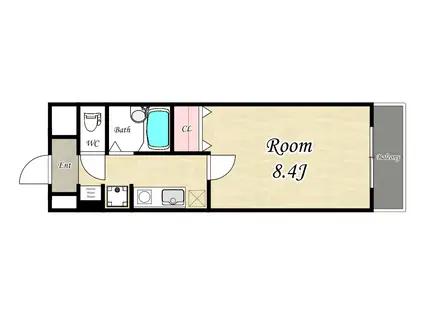 FRONTONE(1K/4階)の間取り写真