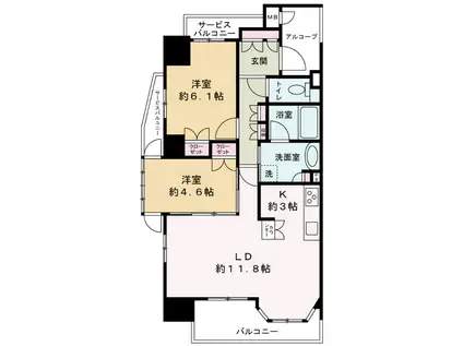 ディオ梅田(2LDK/11階)の間取り写真