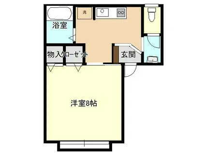 岩手県盛岡市 2階建 築34年(1K/1階)の間取り写真
