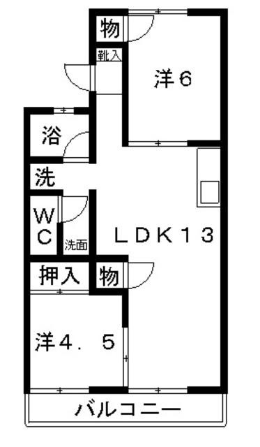 グリーンハイツ塩津(2LDK/2階)の間取り写真