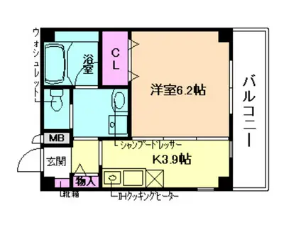エイワンコート大和田(1K/4階)の間取り写真