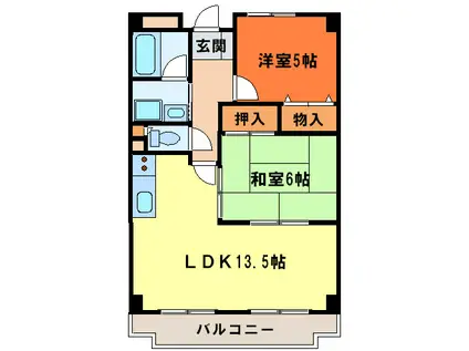 ロビニア岸和田II(2LDK/2階)の間取り写真