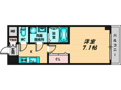 S-RESIDENCE高井田CENTORAL(1K/8階)の間取り写真