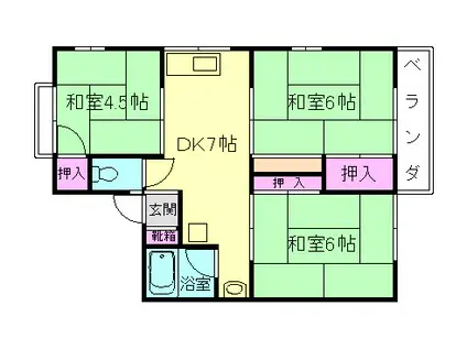 インペリアル鉢塚(2LDK/2階)の間取り写真