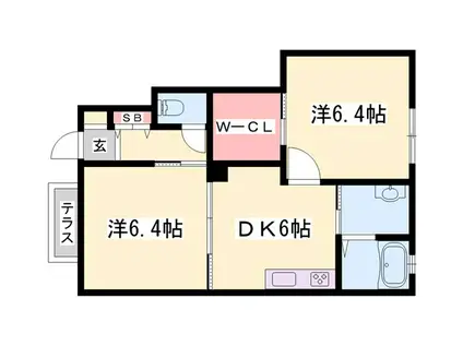 シャーメゾン新在家(2DK/1階)の間取り写真