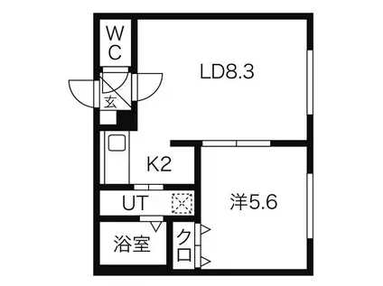 リージェントN札幌(1LDK/2階)の間取り写真