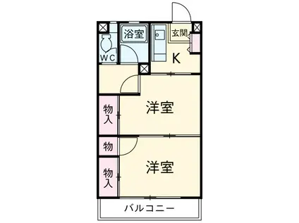 富士ハイム(2K/1階)の間取り写真