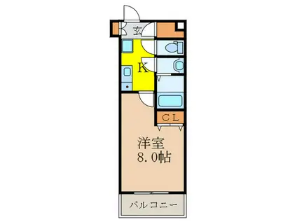 第2クリスタルハイム新大阪(1K/8階)の間取り写真