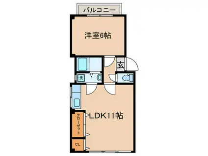 高橋ビル(1LDK/3階)の間取り写真