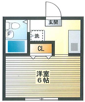 E-NET哲学堂(1K/1階)の間取り写真
