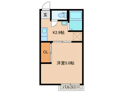 DSハイツ沢村 南棟(1K/2階)の間取り写真