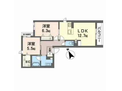 ピース帝塚山(2LDK/2階)の間取り写真