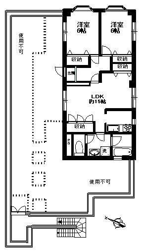 ウメジュネス(2LDK/5階)の間取り写真