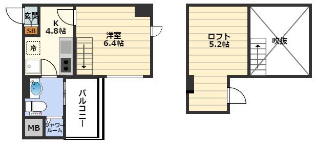 リセス大阪イースト(1DK/9階)の間取り写真