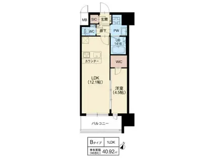 スプランディッド新大阪Ⅶ(1LDK/8階)の間取り写真