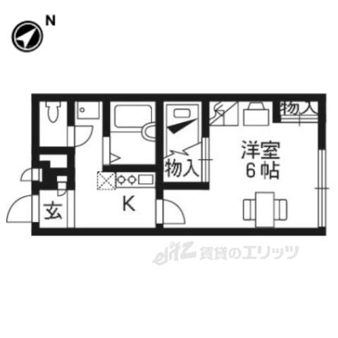 レオパレス 一休寺道(1K/2階)の間取り写真