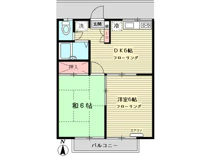 エステートピアグリーン(2DK/2階)の間取り写真