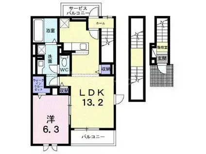 ラ・レコルトII(1LDK/3階)の間取り写真