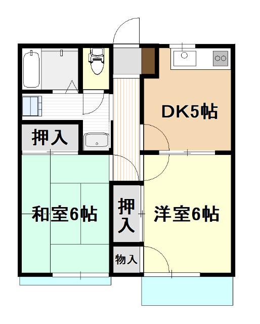 ソレアードA1(2DK/2階)の間取り写真