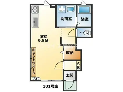 アイリスパレス(ワンルーム/1階)の間取り写真