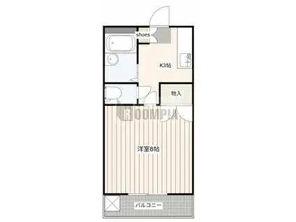 マンション白木(1K/3階)の間取り写真