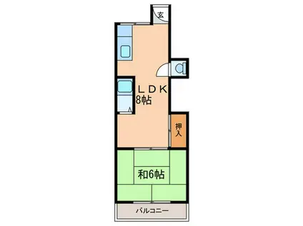 東須磨八木マンション(1LDK/4階)の間取り写真