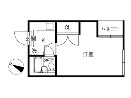パーソンコート(1K/3階)の間取り写真