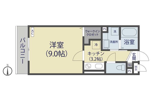 東武伊勢崎線 草加駅 徒歩5分 3階建 築6年(1K/1階)の間取り写真