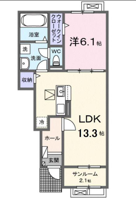 グローティール B(1LDK/1階)の間取り写真