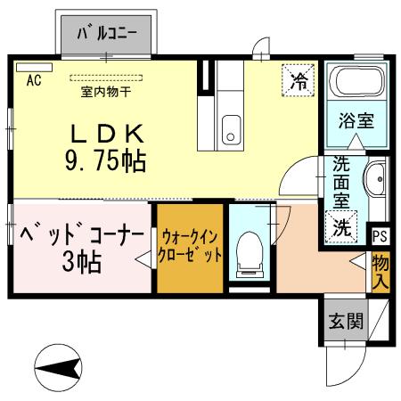 メゾンドオランジュ(1LDK/2階)の間取り写真