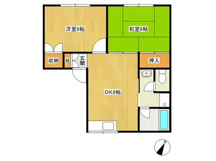 下田ハイツ松尾(2DK/1階)の間取り写真