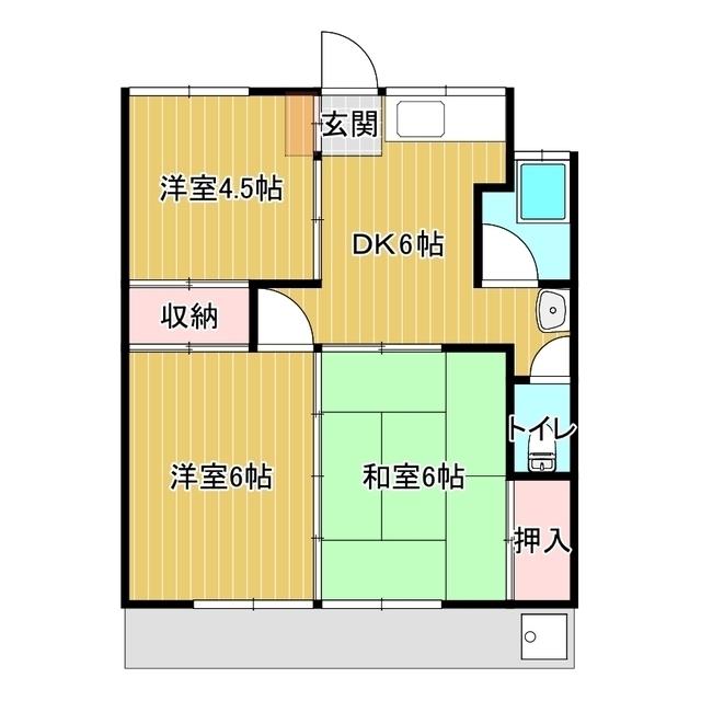 ハイツ有田(3DK/1階)の間取り写真