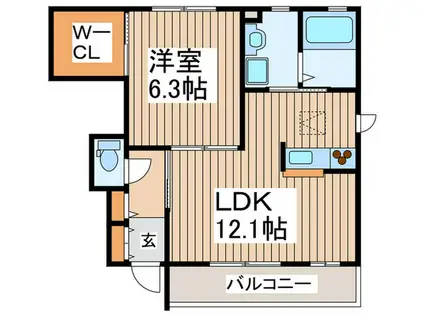 カーサグランデ(1LDK/1階)の間取り写真