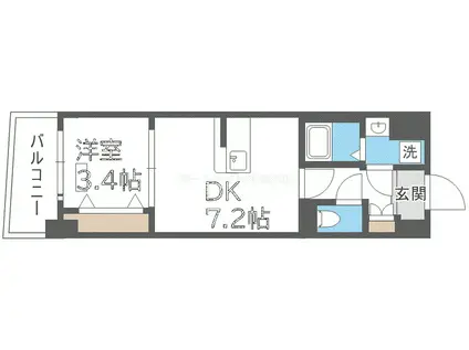 レシオス大阪城サウス(1DK/6階)の間取り写真