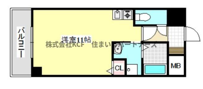 ヒルズ六ツ門(ワンルーム/4階)の間取り写真