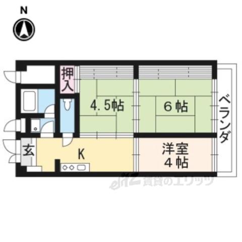 コーポエル(3K/4階)の間取り写真