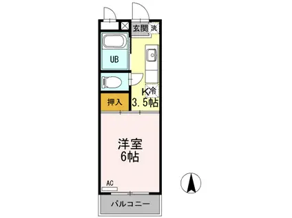 グランドキャッスル橋塚(1K/1階)の間取り写真