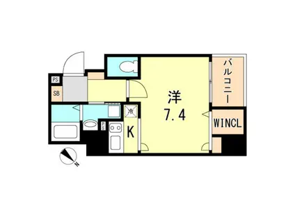 TOYOTOMISTAY PREMIUM 神戸湊川公園(ワンルーム/7階)の間取り写真