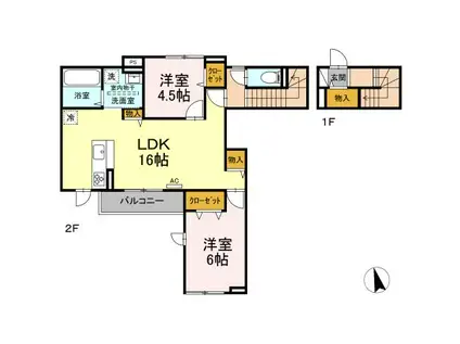プラスパーII(2LDK/2階)の間取り写真