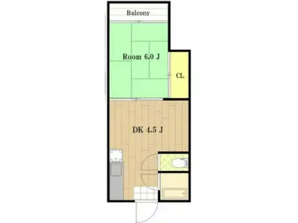 アライコーポ(1DK/2階)の間取り写真