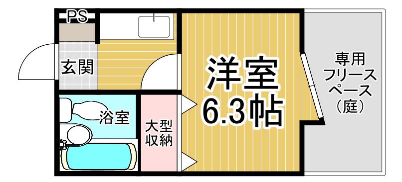 ジョイ甲子園(1K/1階)の間取り写真