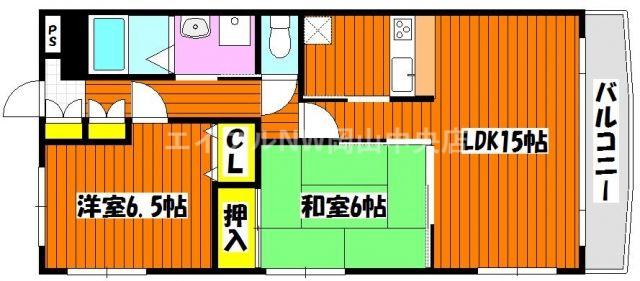カサブランカ奥田(2LDK/1階)の間取り写真