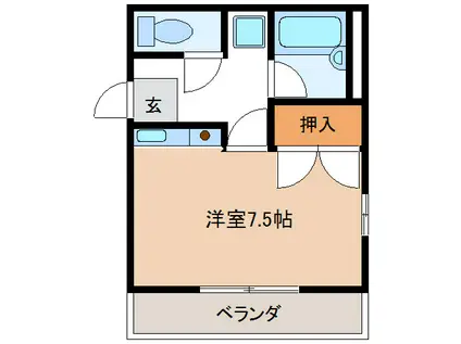 オーツゥ(ワンルーム/1階)の間取り写真