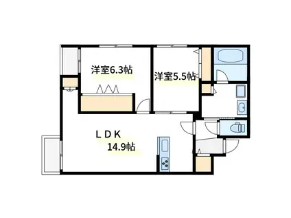  南小岩5丁目メゾン(2LDK/2階)の間取り写真